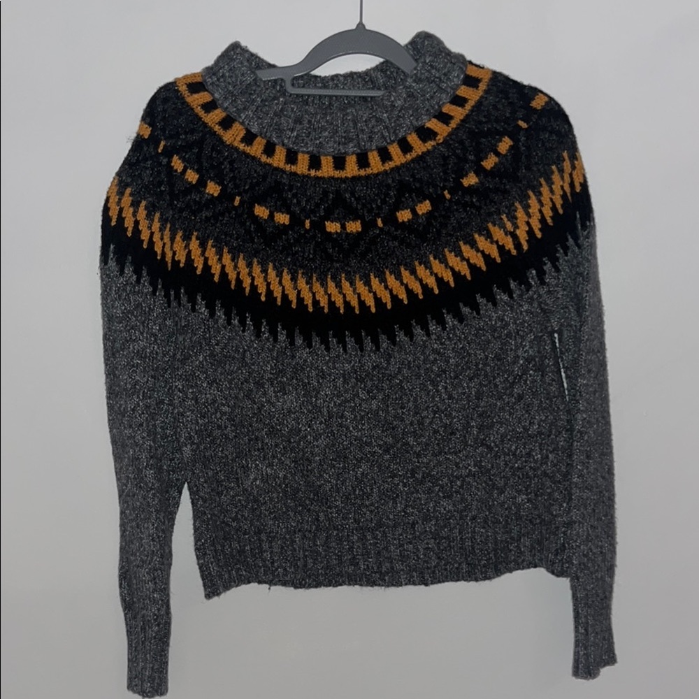 American Eagle Outfitters Gray and Black Cowl Neck Sweater